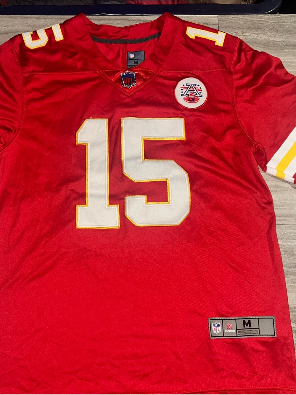 NFL Red Men's #15 Football Jersey with White and Gold Trim